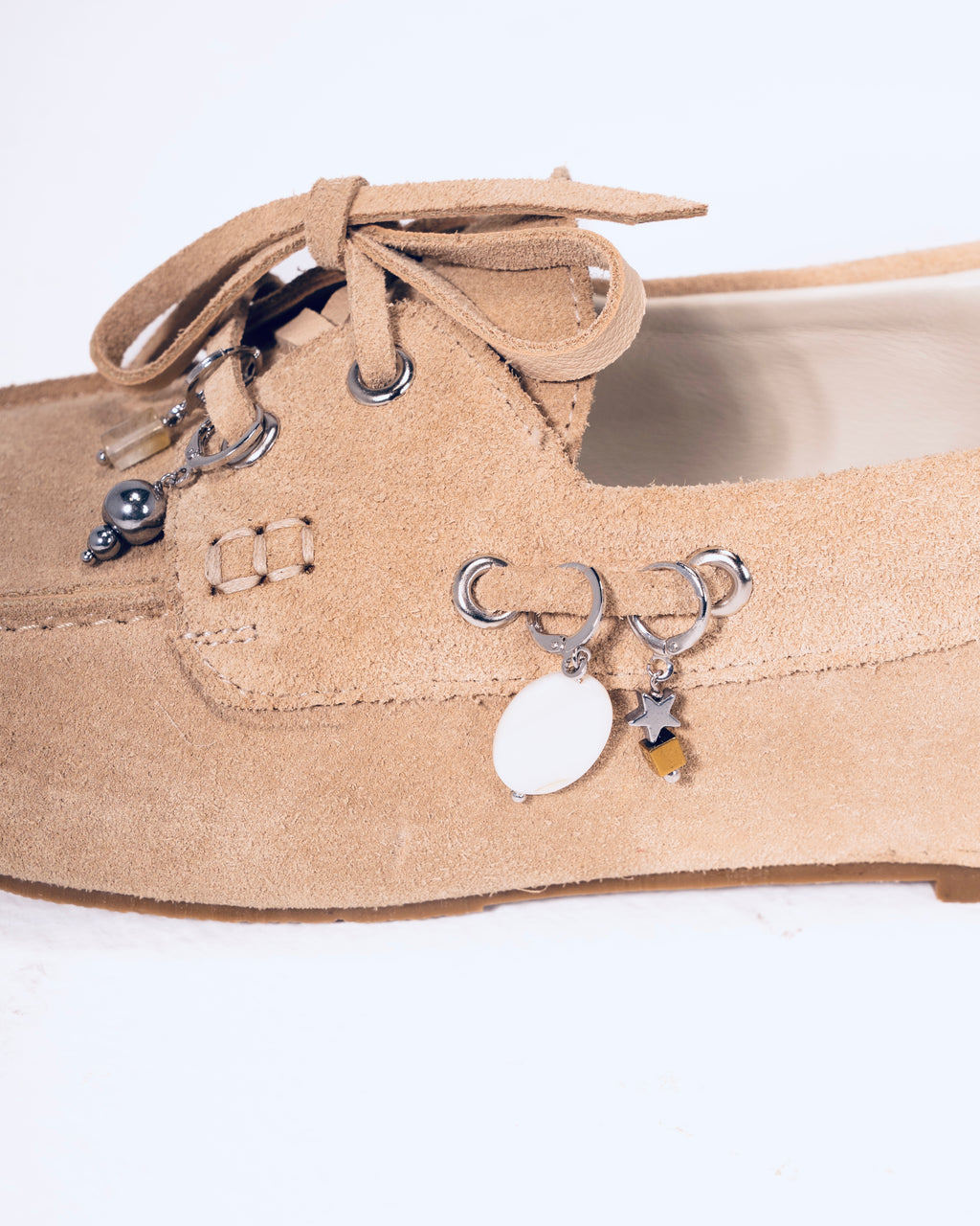 Hematite stone silver and gold charm