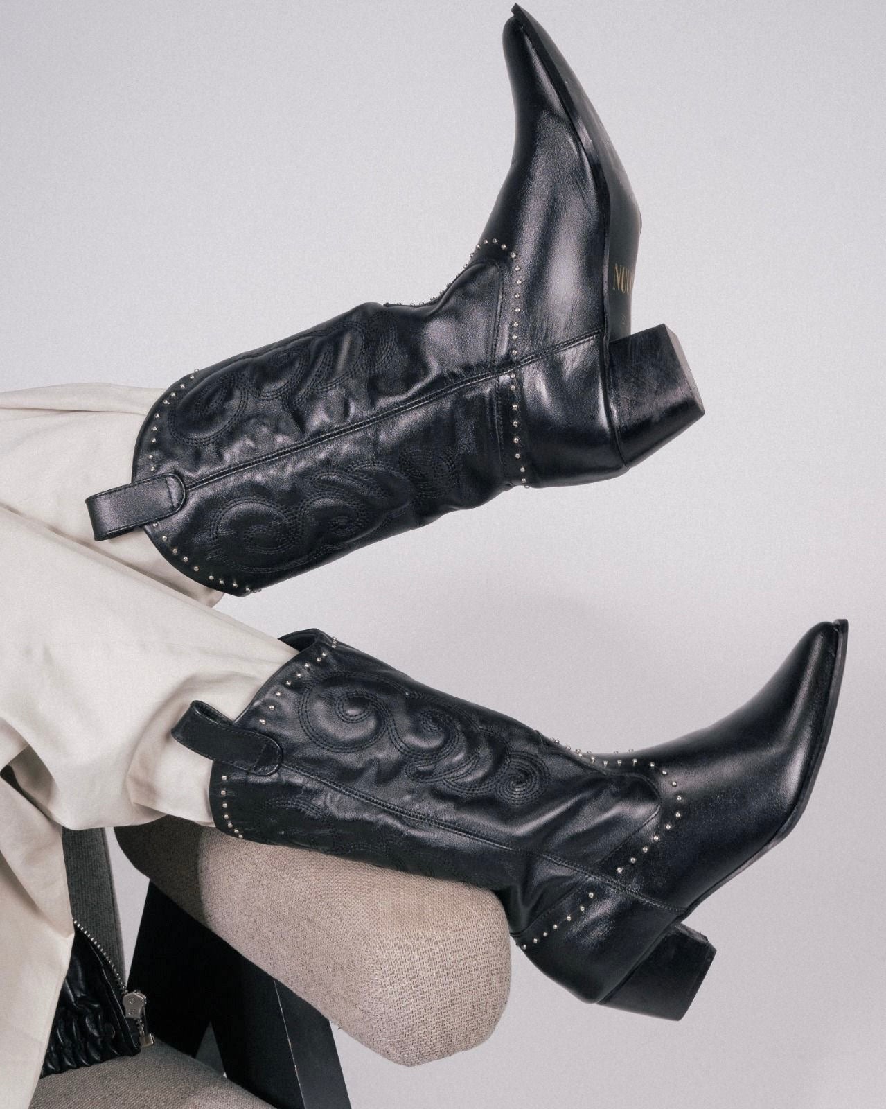 Dallas Studded Cowboy Black Boot