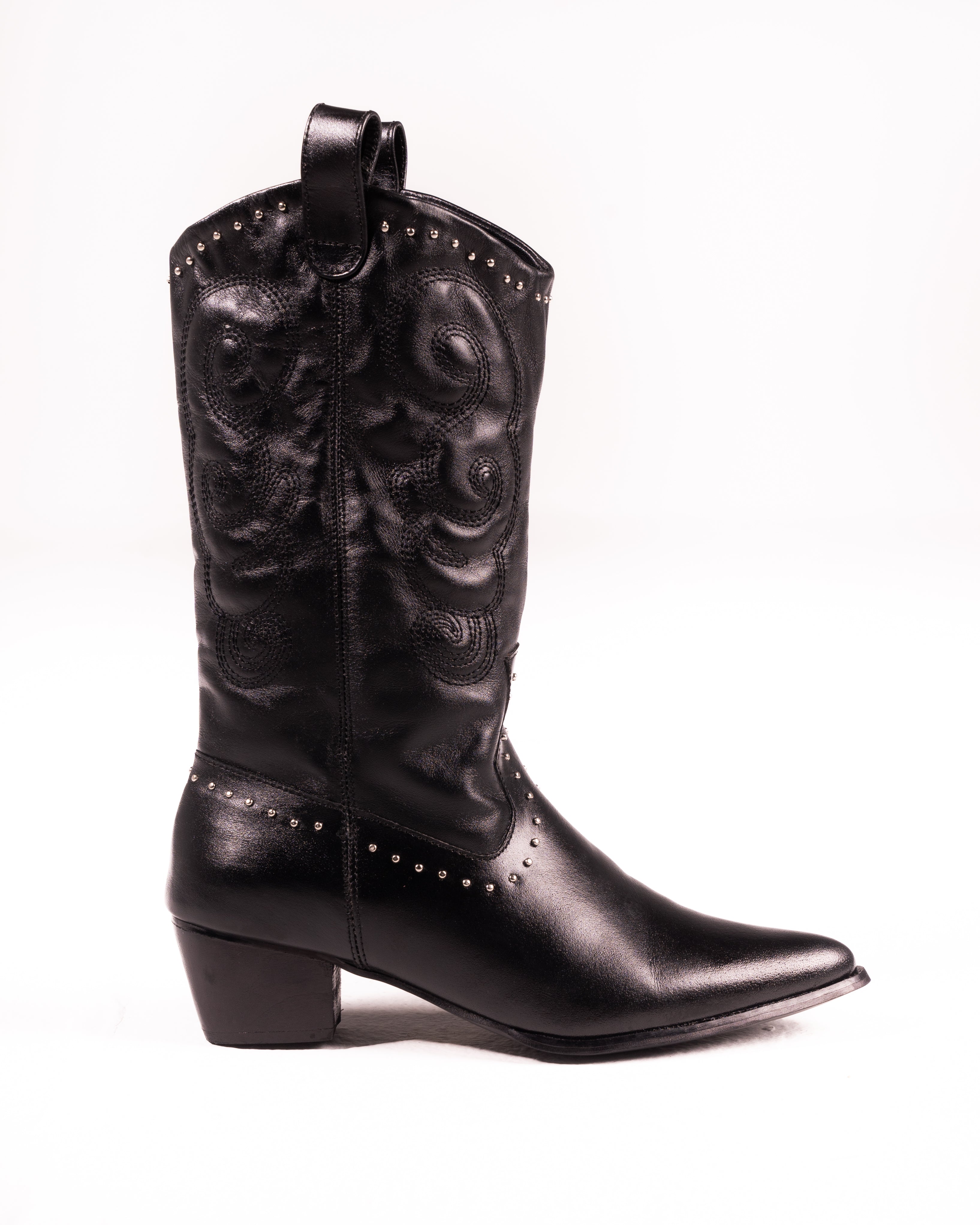 Dallas Studded Cowboy Black Boot