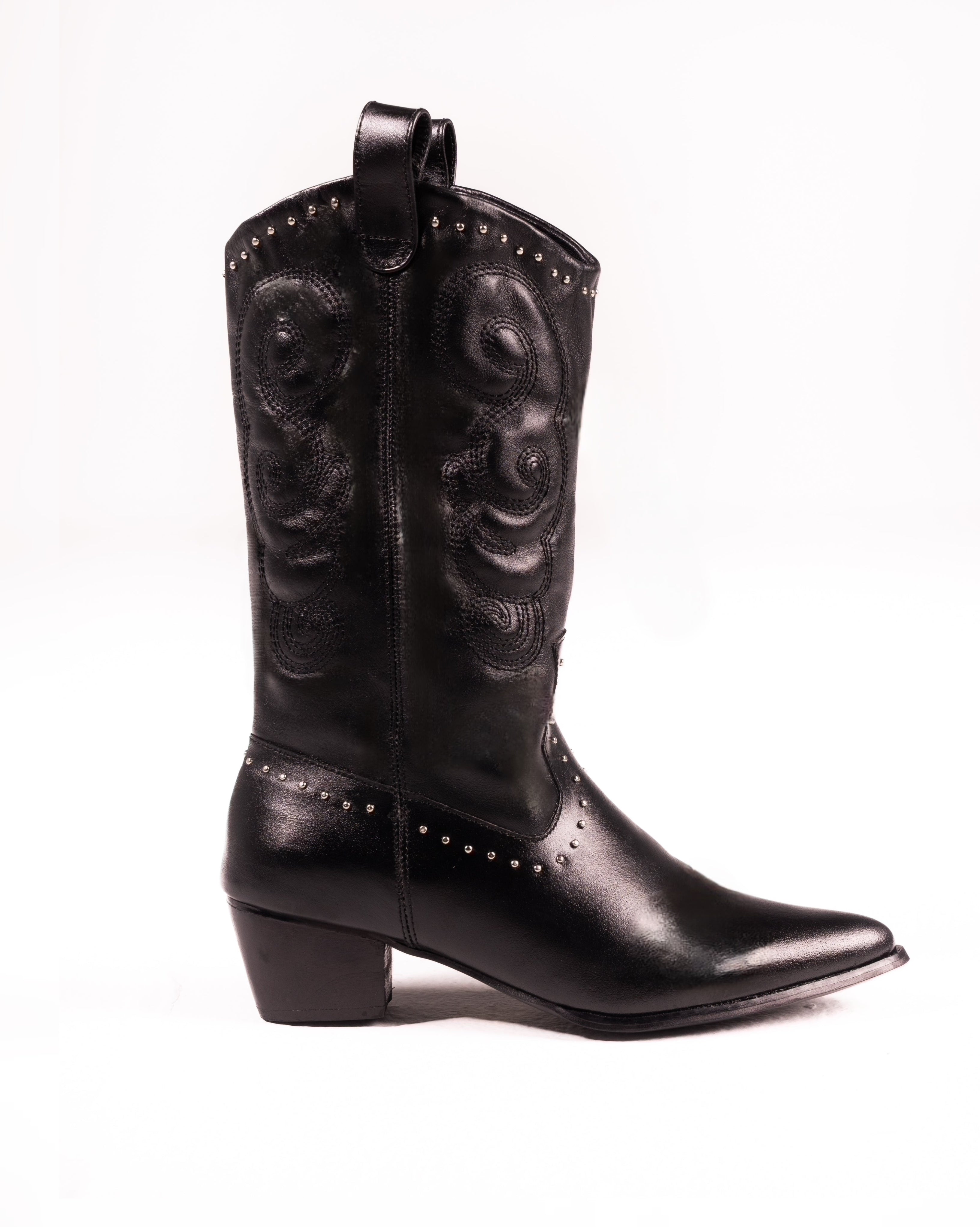 Dallas Studded Cowboy Black Boot