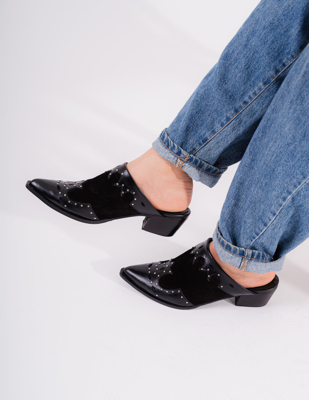 Nucci Stud Mule Black